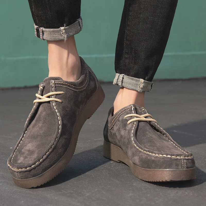 

Модные мужские уличные оксфорды на плоской подошве, классическая повседневная обувь в стиле ретро, мужская удобная обувь для вождения из коровьей замши высокого качества на шнуровке