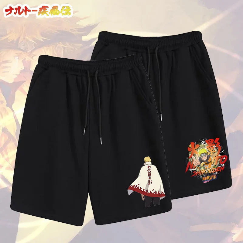 Naruto cartoon print summer casual shorts anime Akira organization Naruto peripheral micro-elastic loose sports shorts men