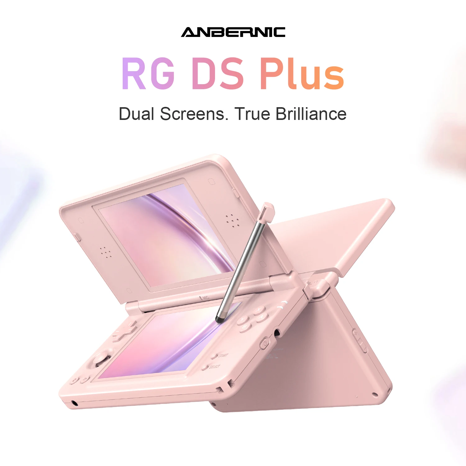 Anbernic RG DS Plus – przenośna konsola do gier, 4,3-calowy ekran IPS, rozdzielczość 1024x768, podwójny ekran, bateria 4000 mAh, algorytmy efektów DSP, system Linux, odtwarzacz gier retro.