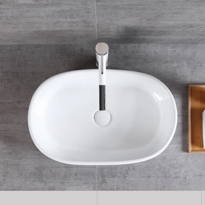On-stage basin, bathroom, washbasin, ceramic oval facial wash art basin, large.