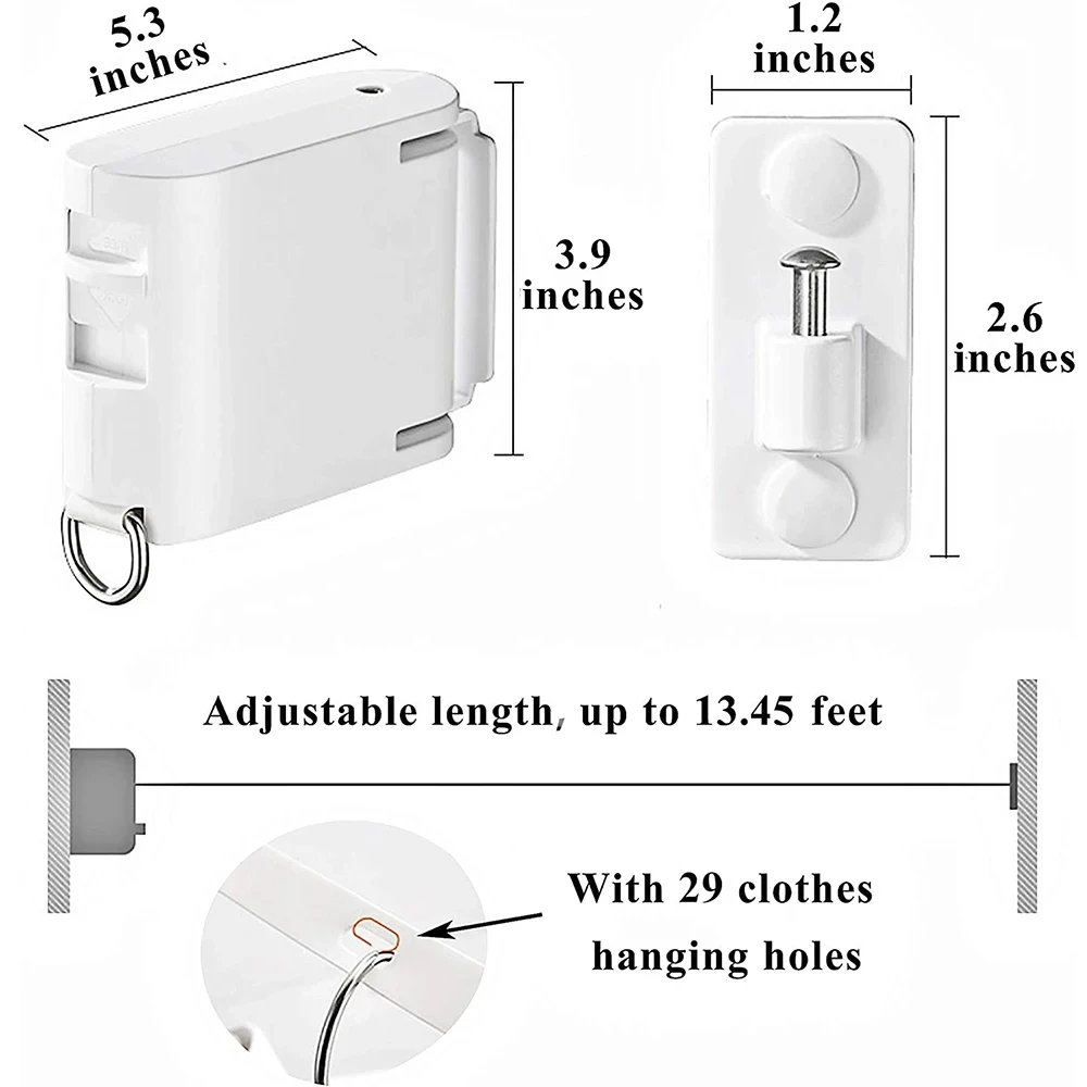 Retractable Clothesline Indoor Outdoor Clothes Drying Rack Rope Tensioner Tightener for Apartment Balcony Laundry Products