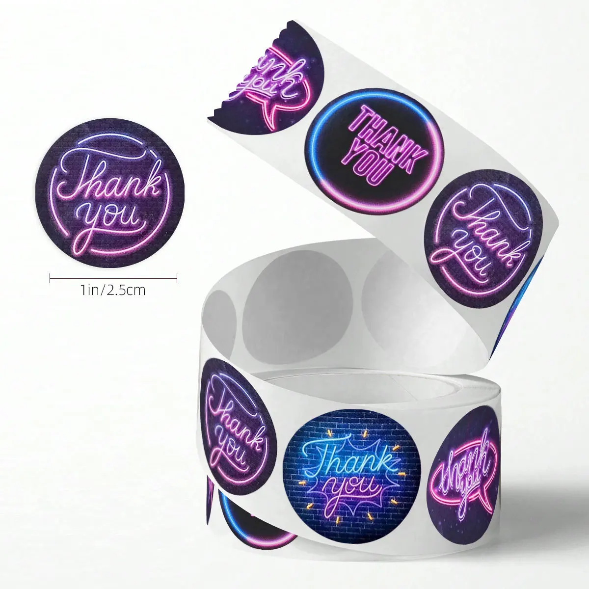 500 Pcs Neon Thank You Stickers 1'' Self-Adhesive Round Labels for Party Supplies Envelopes, Greetings Cards, Favor Bags, Gifts