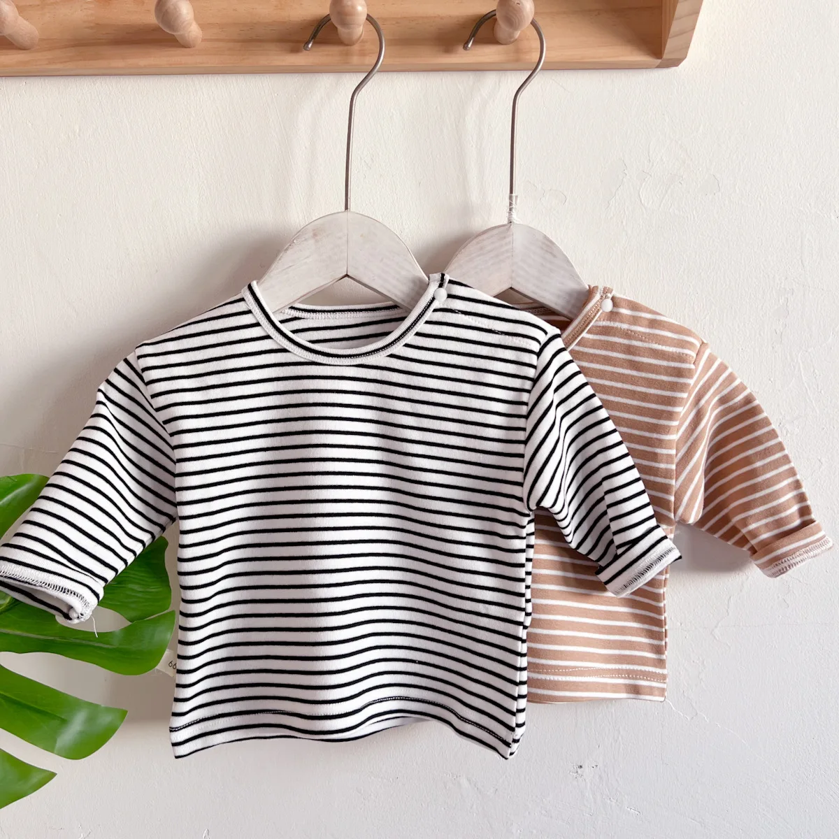 2024 Autumn New Baby Versatile Striped Bottoming Shirt Cotton Infant Boy Girl Long Sleeve Tops Toddler Casual T Shirts 0-24M