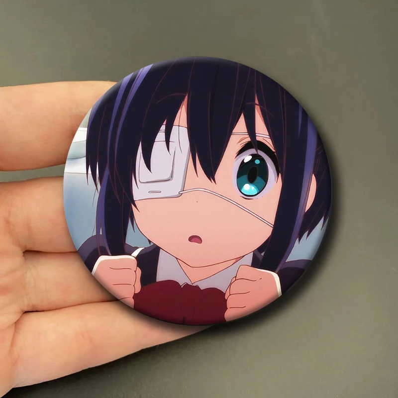 Japanese Anime Takanashi Rikka Figure Icon Badge Tinplate Brooch Pins Handmade Brooches for Backpack Clothes decoration Gifts