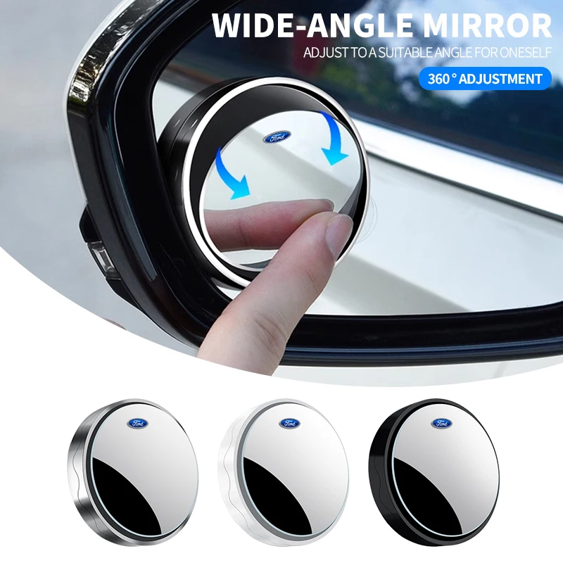 2Pcs Car Auxiliary Rearview Mirror Wide-angle 360° Adjustable For Ford Fiesta C-Max Kuga Ranger Raptor KA Fusion ST Transit Edge