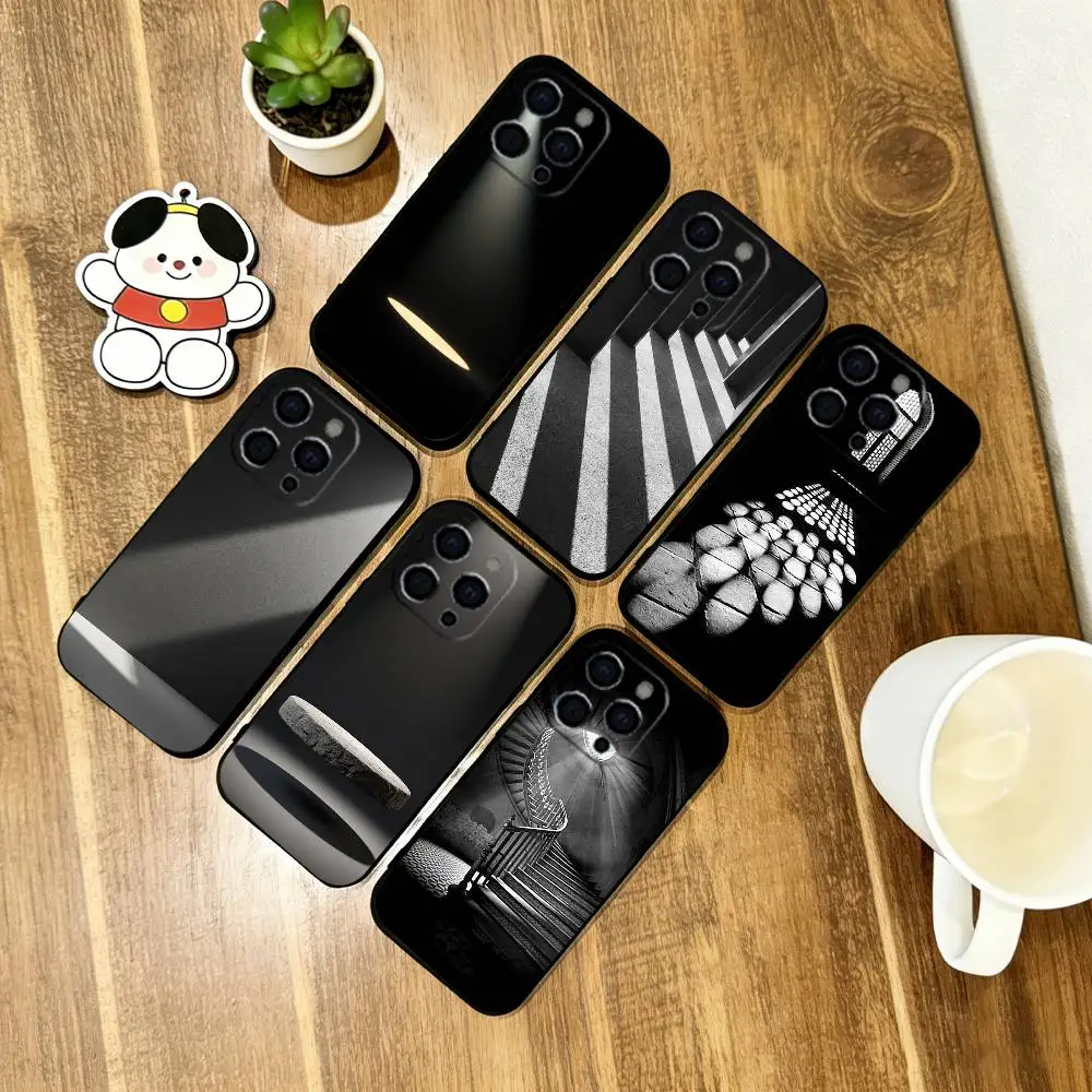 

Light and Shadow Phone Case For iPhone 17,16,15,14,13,12,11 Plus,Pro Max,XS,Soft Silicone Black Cover