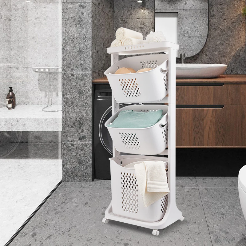 

3-Layer Laundry Basket with Wheels，High Load Capacity Tiered Storage Basket,Odorless,used in Kitchens, Bathrooms, Bedrooms,etc