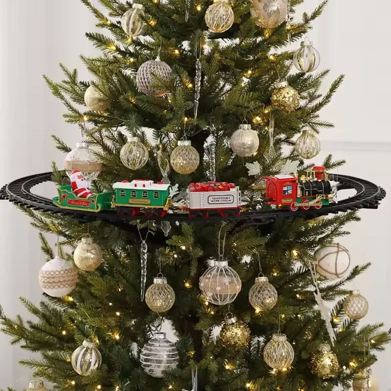 

Christmas Train Christmas Tree Home Decoration 2025 Ornaments Track Small Train Music Santa Claus Train Set Children Gift Xmas
