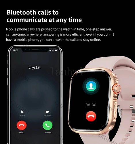 Imagen 2 del producto Reloj inteligente con pantalla HD Serie 9 para hombre, calendario, llamada BT, reloj inteligente NFC, presión arterial, ritmo cardíaco, Fitness, reloj deportivo para mujer