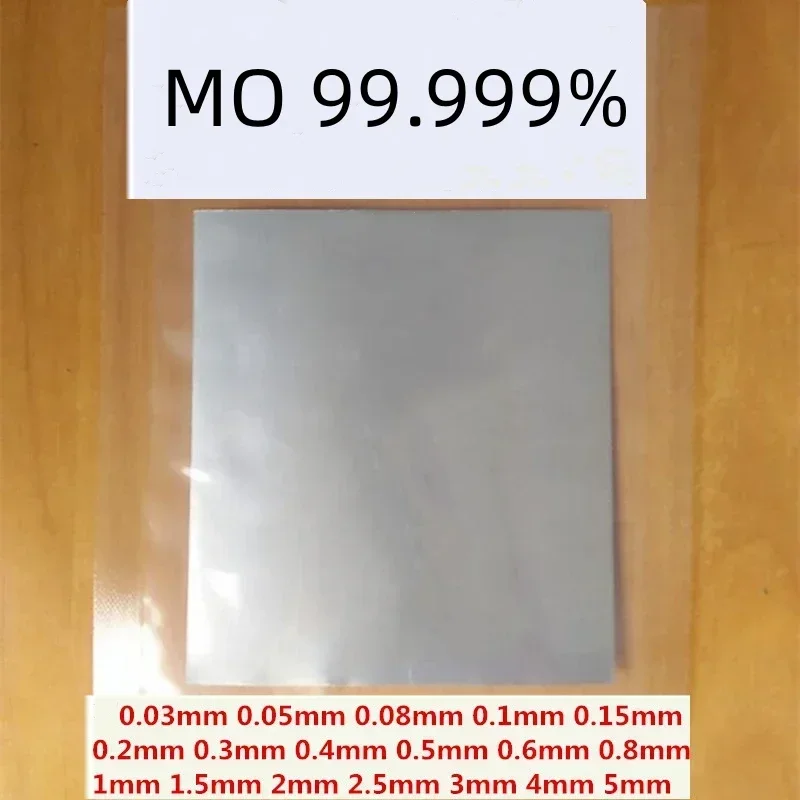 Aangepaste dikke metalen molybdeenplaatplaat Mo≥99,99% molybdeenfolie Ondersteuning 1,0 mm-3,0 mm voor toepassingen op hoge temperatuur