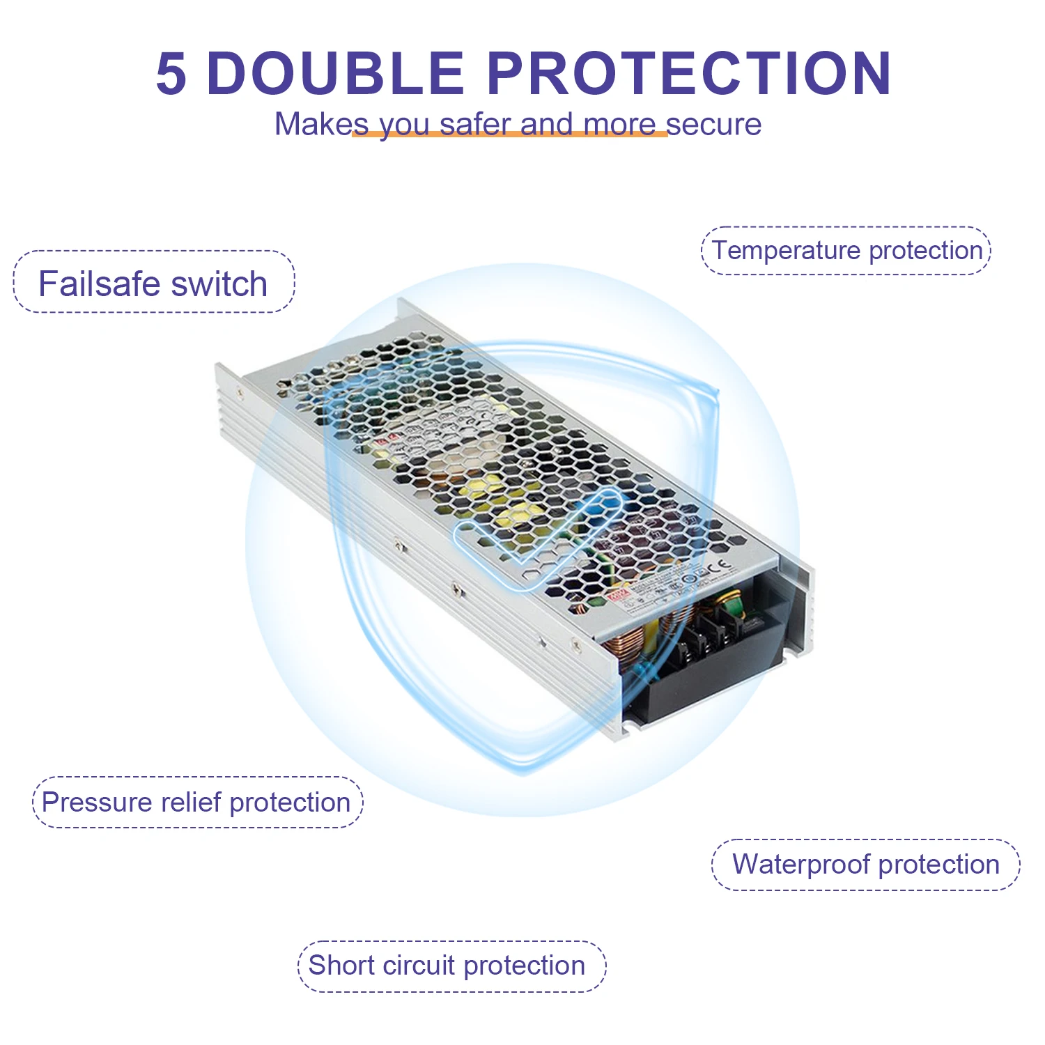 Mean Well UHP-500-48 500 W 48 V 10,45 A Schlankes Industrie-Netzteil mit Einzelausgang und PFC