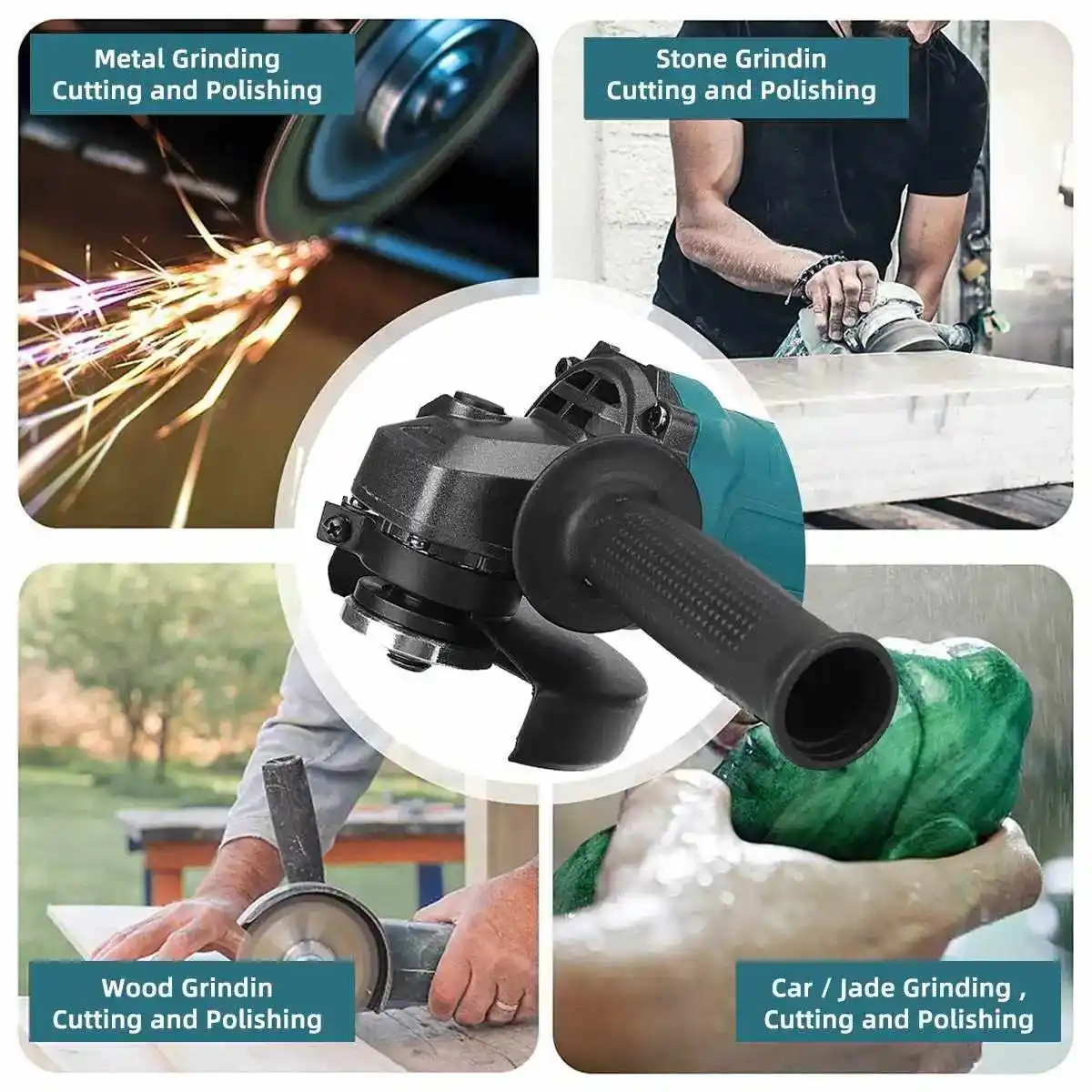 Drillpro 100MM Brushless Angle Grinder 21000RMP Cordless Polishing Cutting Machine Woodworking Power Tool for Makita 18V Battery