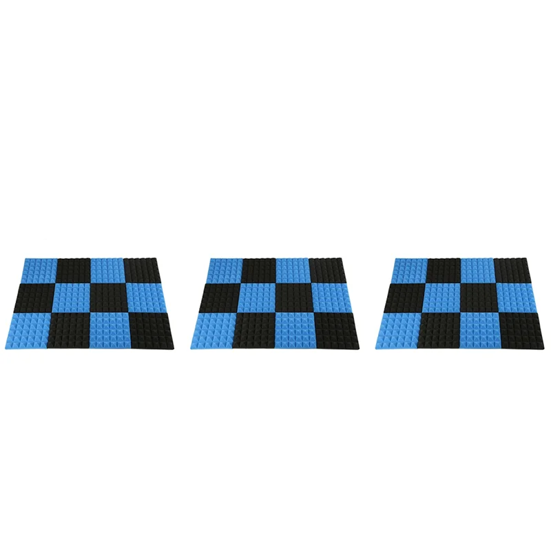 

Y49A-36X Charcoal Acoustic Foam Tiles Soundproofing Foam Panels Studio Sound Padding 2 X 10 X 10 Inch(Black+Blue)