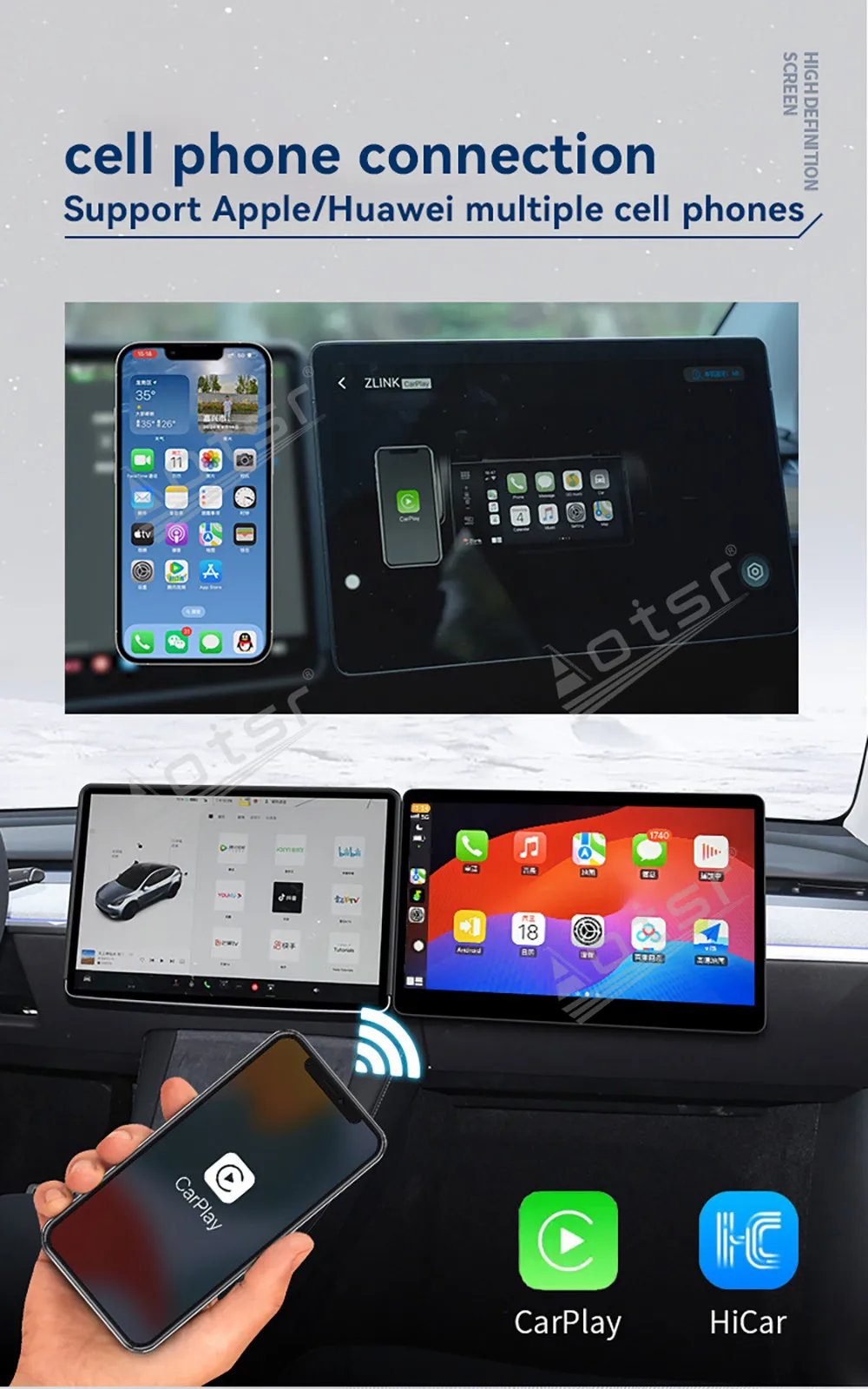 ل تسلا نموذج 3 Y 2019 ~ 2024 المشارك الطيار شاشة ذكية أندرويد سيارة مشغل وسائط متعددة سيارة الترفيه نظام رصد رئيس وحدة