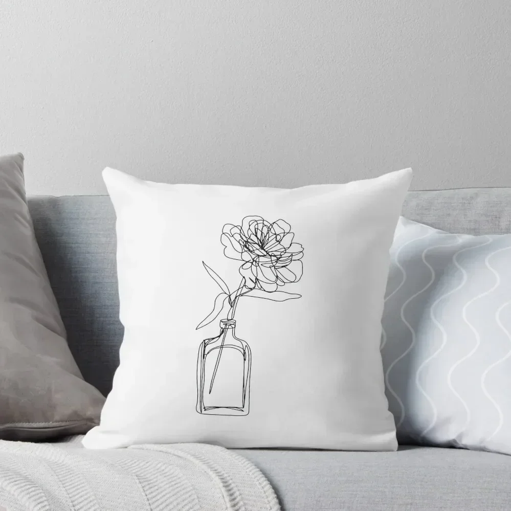 

Black and white flower in vase - minimalistic Throw Pillow Luxury Pillow Case Luxury Sofa Cushions covers for pillows pillow