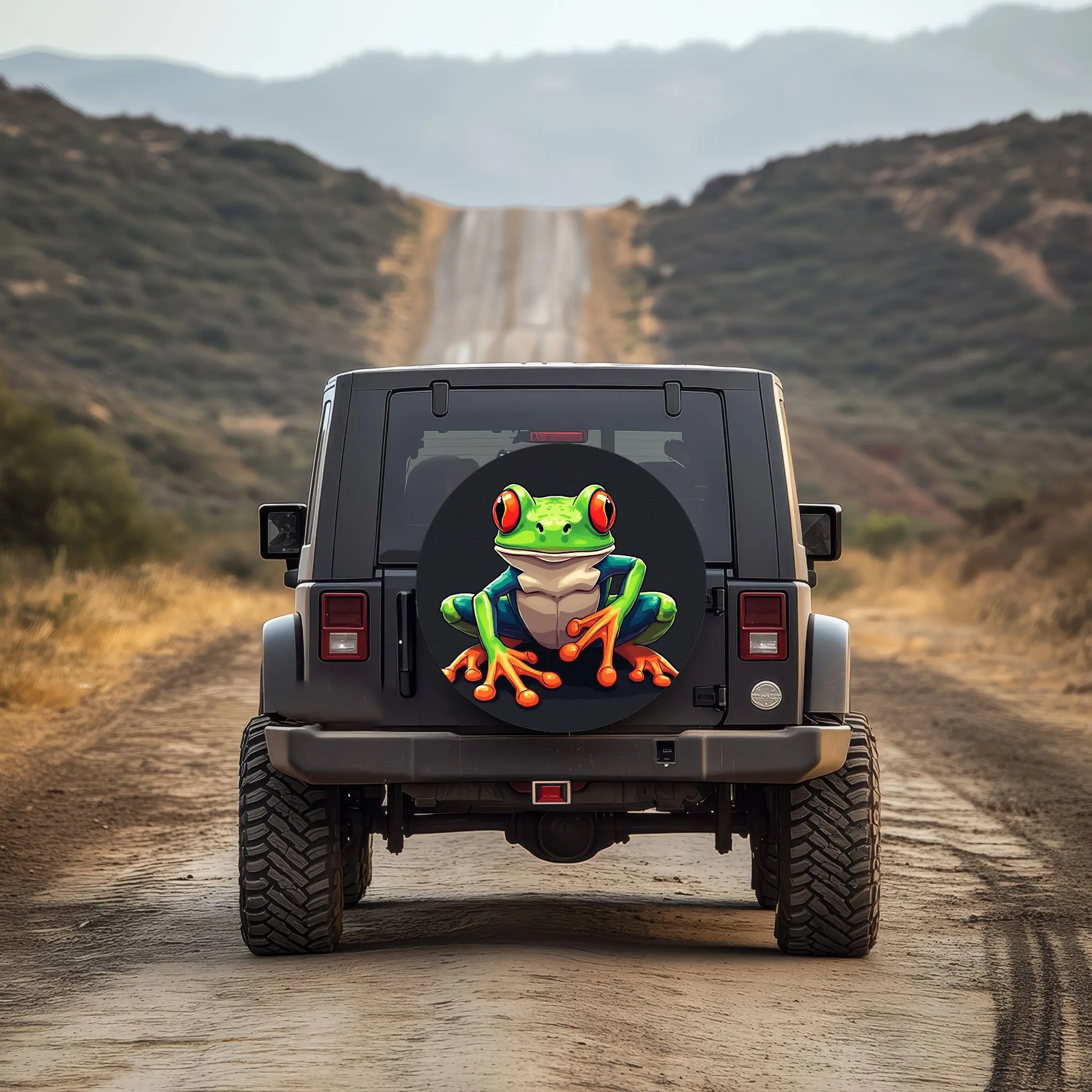 Fit SUV, Truck, Jeep, RV Tire Cover with Cute Green Frog Design - Heavy-Duty All-Terrain Protection, Scratch & Impact Resistant,
