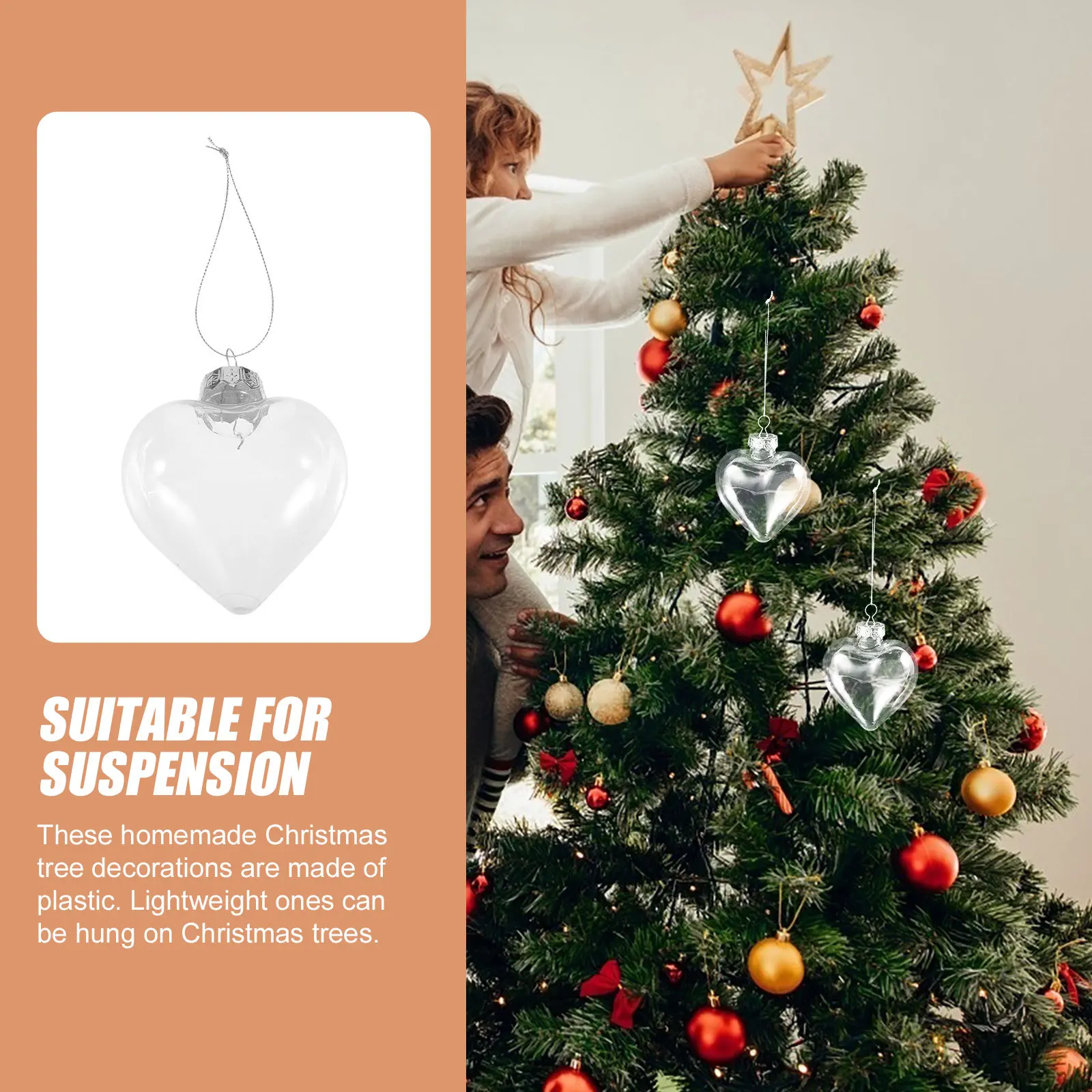 

16Pcs Fillable Christmas Balls Clear Plastic Ornaments for Tree Hanging Decorations DIY Holiday Xmas Party Decorative Baubles