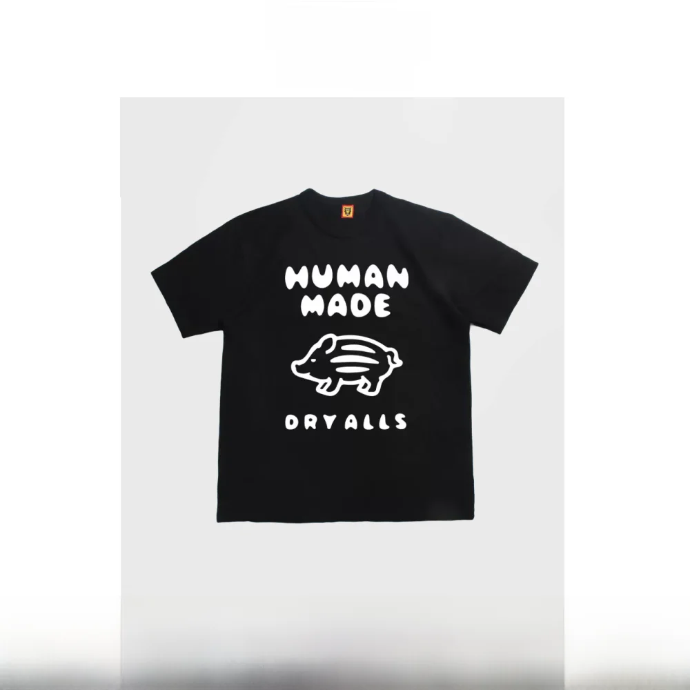 

Two-Color Cute Pig Bamboo Cotton Loose round Ne Retro Couple ort Sve T-irt Faionable Sun Protection Women's Wear