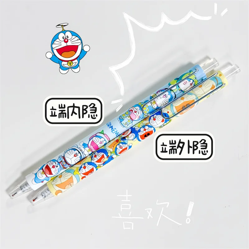 Miniso 6/24pcs Doraemon gel pen cute cartoon writing smooth low center of gravity push pen 0.5 black stationery gift