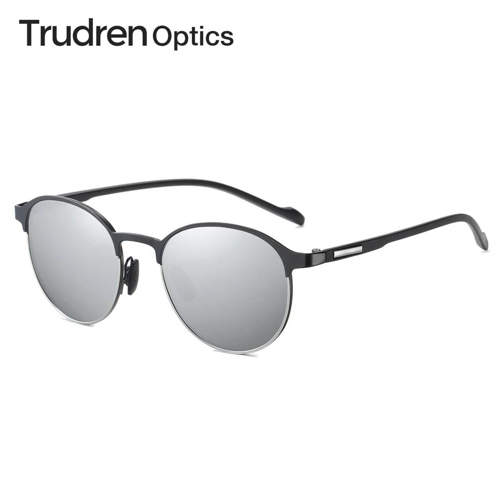 

Trudren Unisex Retro Round Sunglasses for Men Vintage Circular Sun Glasses Metal Brow TR90 Arms Womens Polarized Sunglass 1516