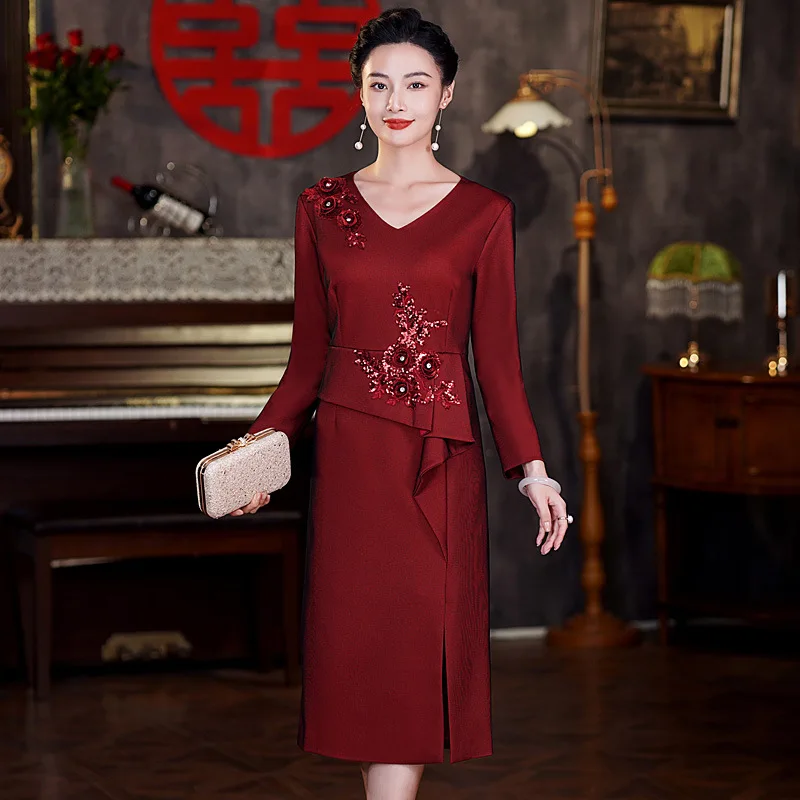 

Yourqipao Новое платье Cheongsam в китайском стиле для матери, элегантное платье для матери невесты, свадебное платье для выпускного вечера для женщин