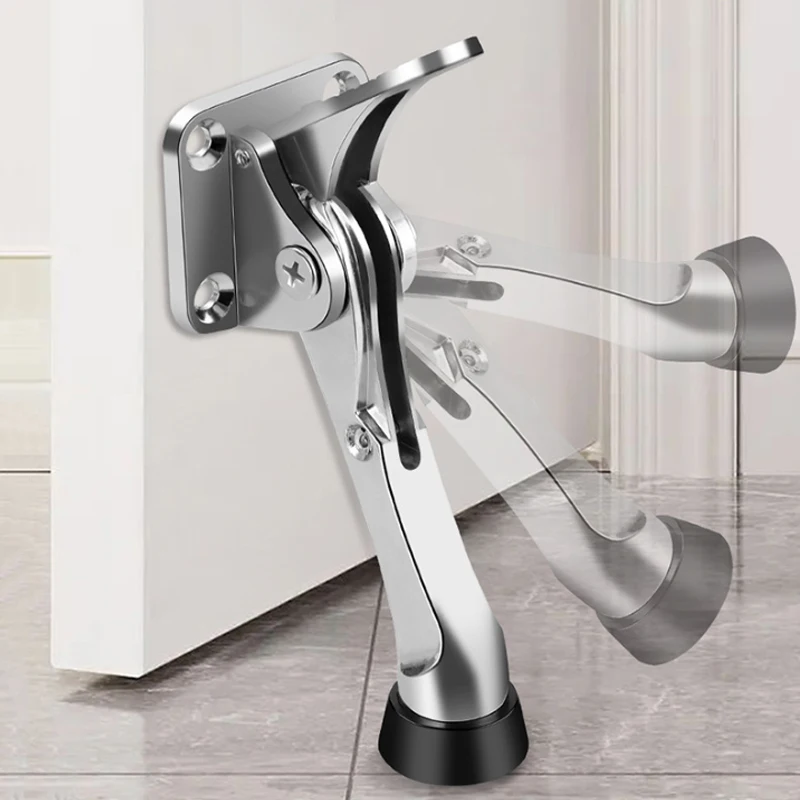Alloy Kick Down Door Stopper Anti Collision Easy Pedal Floor Holder Self Adhesive Wall Protector Heavy Duty Mute Door Stops