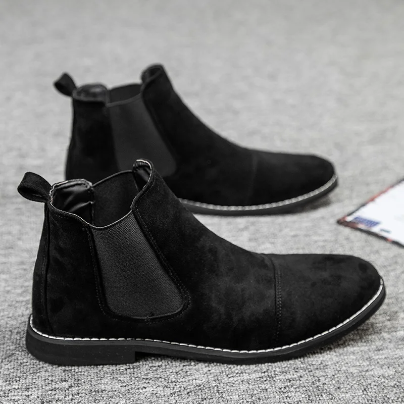 Modische gelbe Chelsea-Stiefel für Herren, spitze, bequeme Anzugstiefel für Herren, zum Hineinschlüpfen, günstige Herren-Wildlederschuhe, Zapatos Hombre Casual224