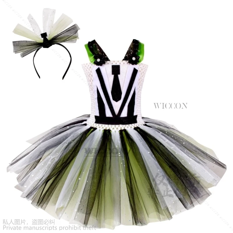 Fato de cosplay infantil, anime de abelha, conjuntos completos, vestido preto verde, uniforme para menina, roupa para festa de Halloween, Lolita