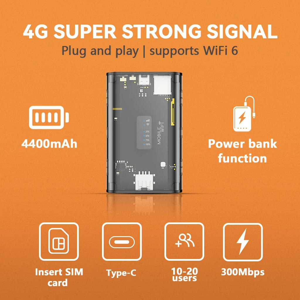 DNXT M25 4G Router LTE Router MIFI Wireless portable WIFI Power Bank Dual Band Compatible with EU AS AF