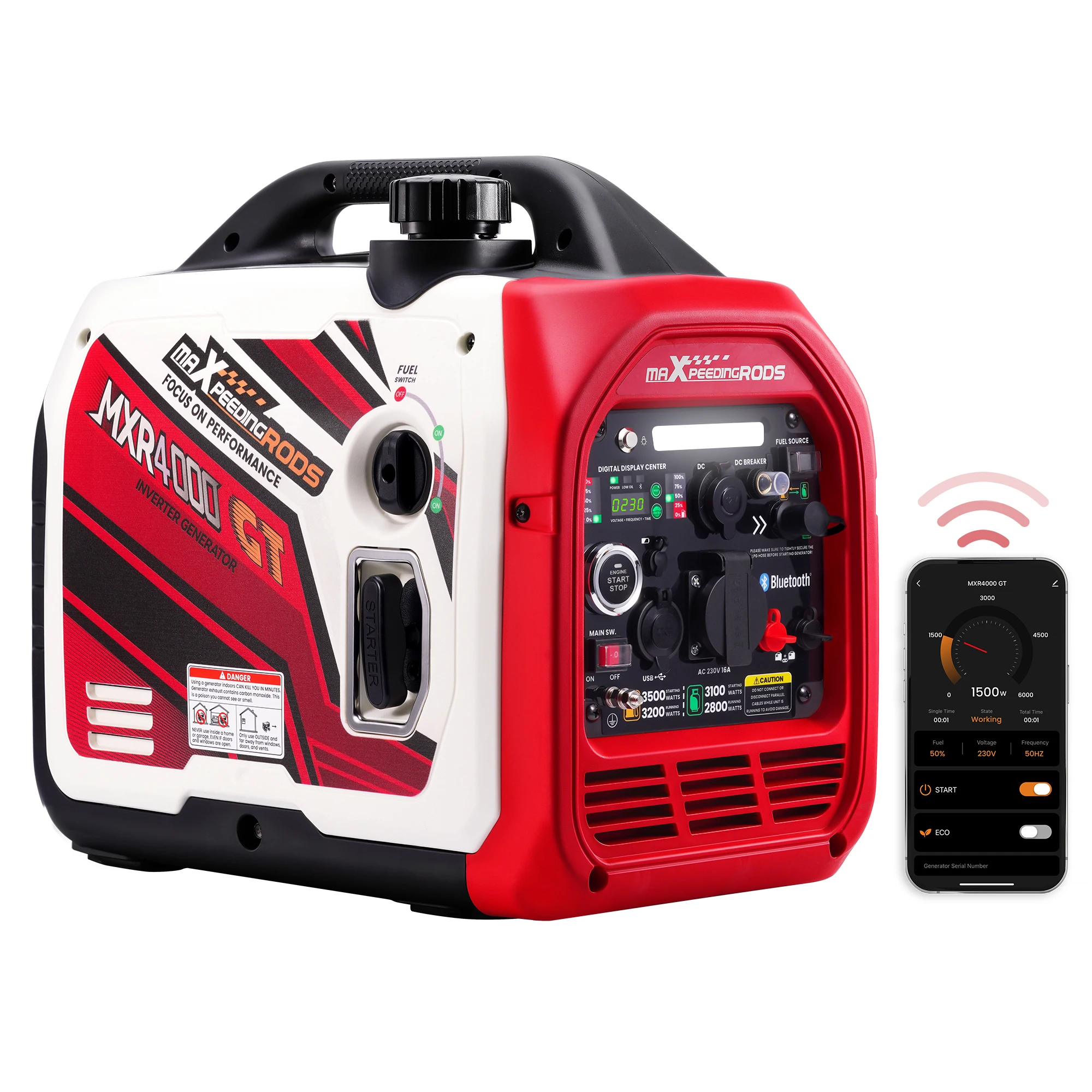 Maxpeedingrods 3.5KW LPG  Wireless Quiet Portable Inverter Generator For Camping