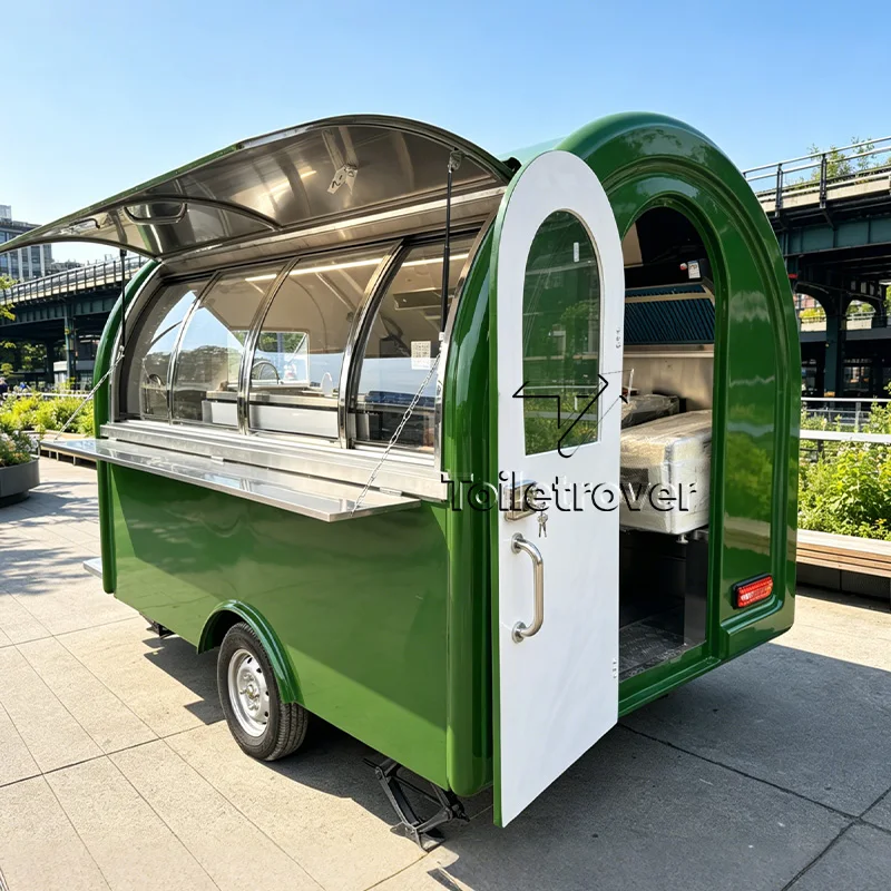 Colorful Ice Cream Hot Dog Cart Mobile Food Truck Trailer Small Food Trailer Commercial Food Truck with Concession Window