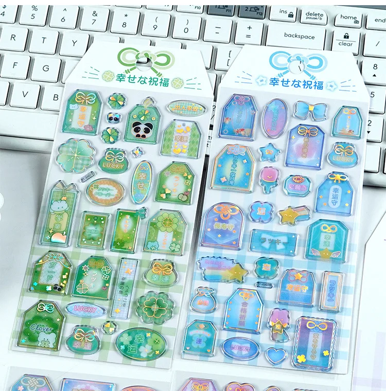 

Милые японские 3D-голографические наклейки-омамори из хрустального стекла для DIY, скрапбукинга, чехлов для телефонов, школьных принадлежностей