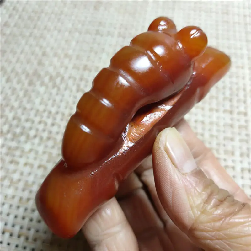 China Antique Crafts Red Agate Red Mountain Culture Jade Carving Handle piece modern exquisite handicraft