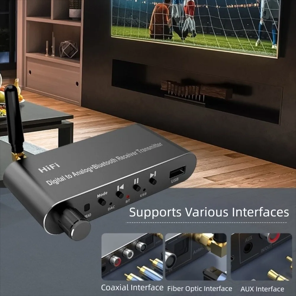 4 in 1 Digital to Analog Audio Converter with Bluetooth 5.1 Receiver with Remote DAC Wireless Adaptor Aluminium Alloy