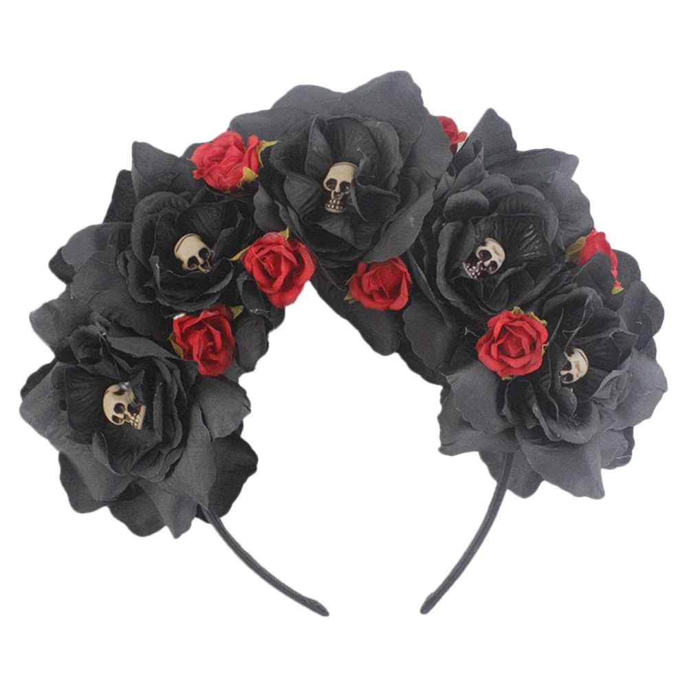 

Halloween Party Headband Women Hair Hoop Skull Decor Ties Accessories Fashion Mexican Floral Headpiece