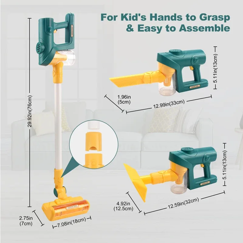 Elektrische Mini Stofzuiger Simulatie Huishoudelijk Werk Stofvanger met Licht voor Kinderen Geschenken Educatief Fantasiespel Speelgoed