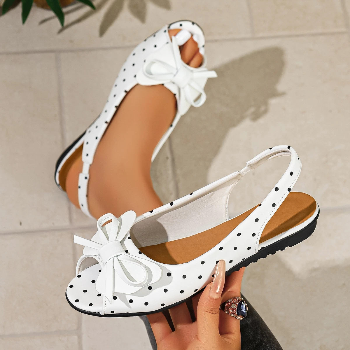 Women Sandals 2026 Summer Fashion Casual Pointed Toe Bow Shoes Women Decoration Flat One-line Buckle Office 2026 Flat Sandals
