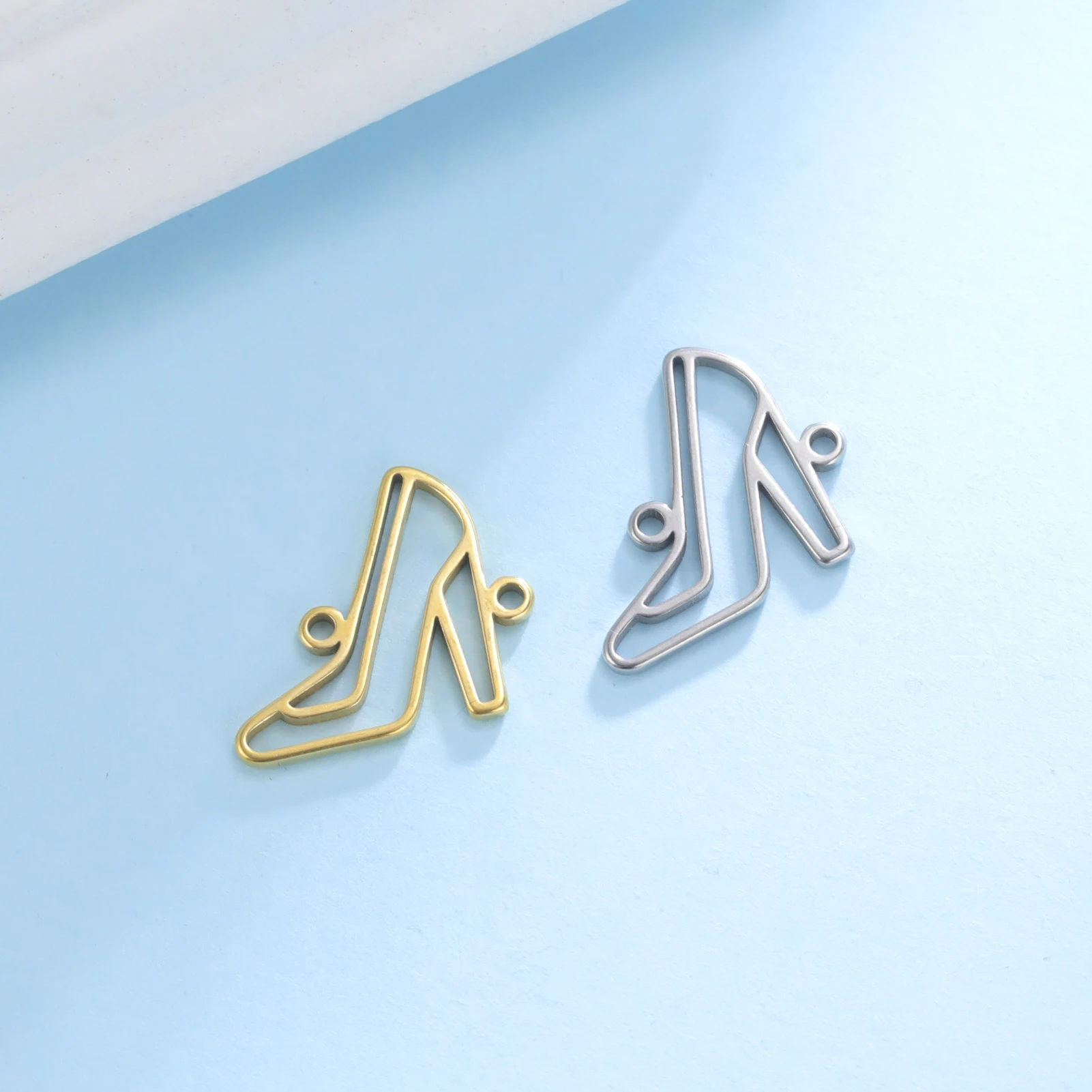 5pcs High Heels Charms for Necklace Jewelry Making Stainless Steel Fashion Vintage Handmade Bracelet Pendants DIY Accessories image 2