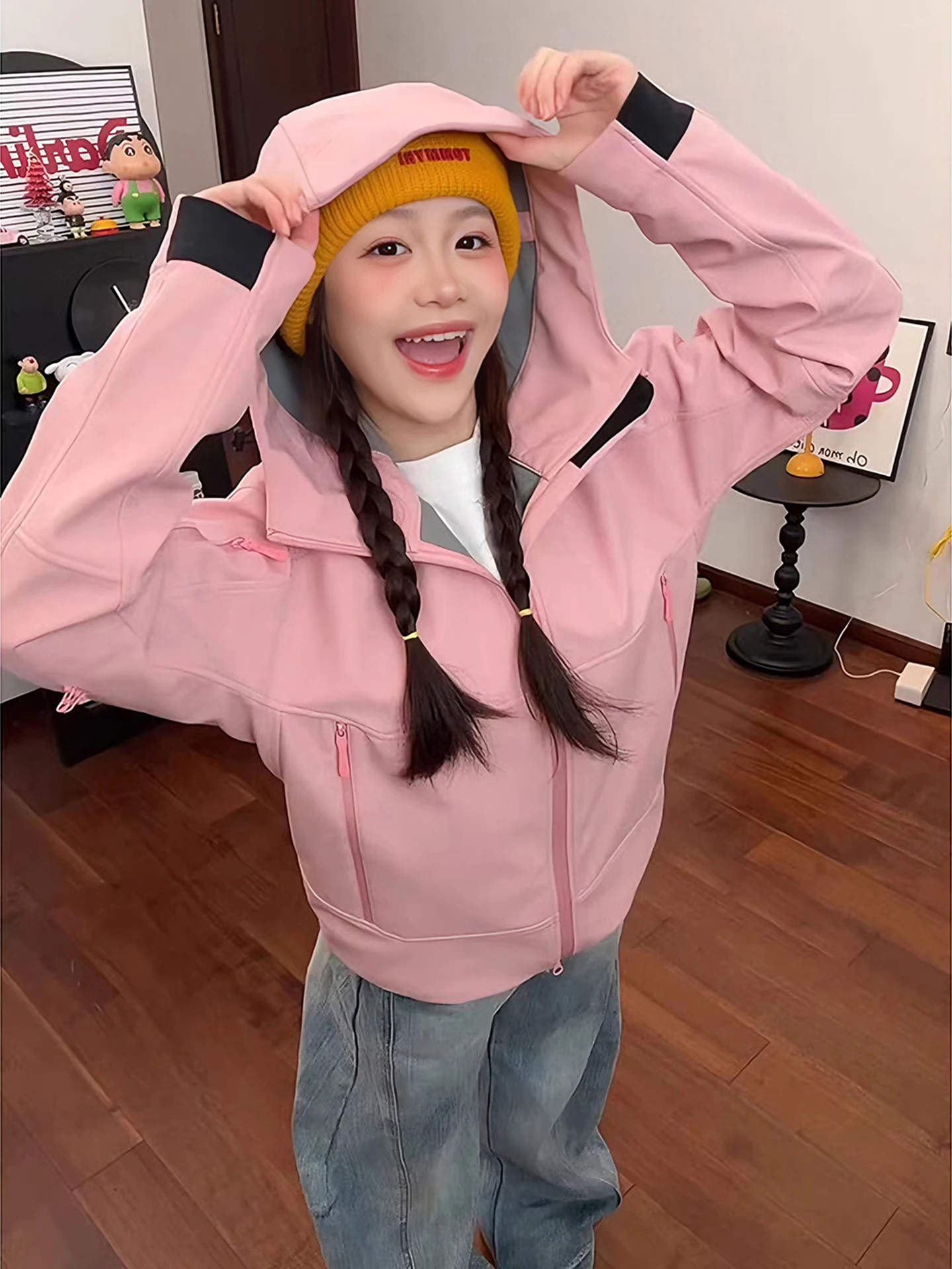 

Dopne Pink Soft ell Jaet ex Spring Outdoor Climbing Workwear Waterproof Tee-Proof Men's Women's Faion Jaet