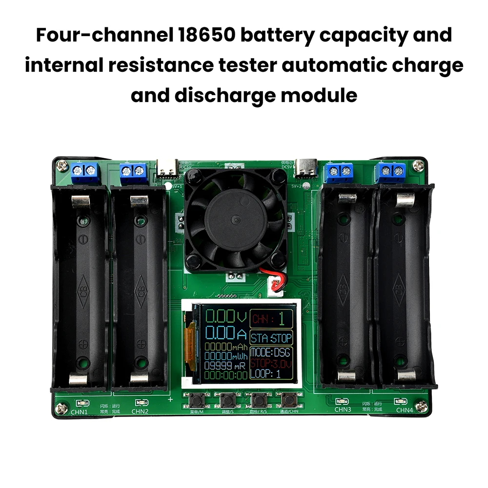 18650 21700 Batteriekapazitäts- und Innenwiderstandstester Typ-C 4-Kanal Automatisches Lade- und Entlademodul DC 5V – Detail 5