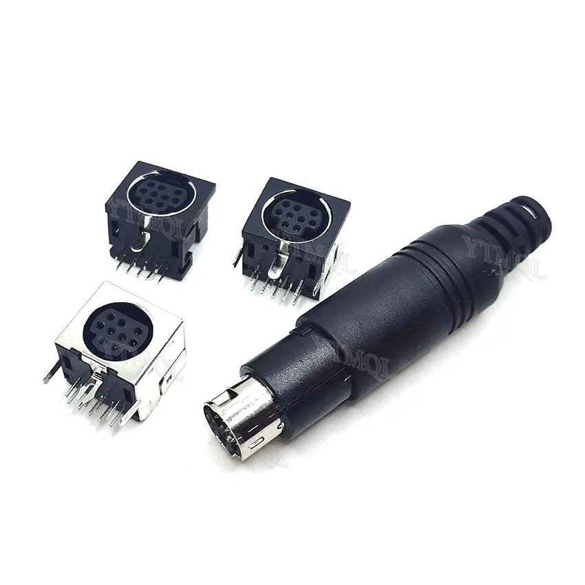 1 sztuk Mini Din 9 Pin żeńskie męskie gniazda Din MD-SM tarcza kątowe otwory przelotowe PCB okrągłe złącze gniazda