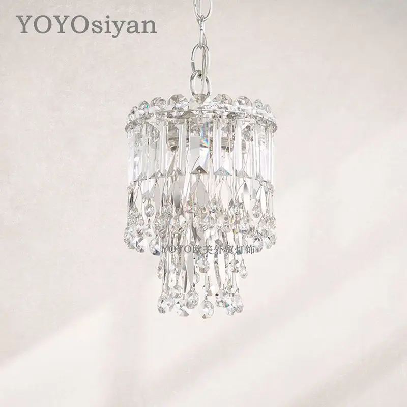 

Modern simple light luxury silver leaf crystal chandelier ceiling lamp, living room dining room bedroom bedside entrance