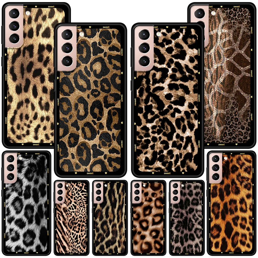 Animal Leopard Print Case for Samsung Galaxy S23 S22 Ultra S21 S20 FE S10 S9 S8 Plus S10e S7 Edge Black Soft Silicon Phone Cover