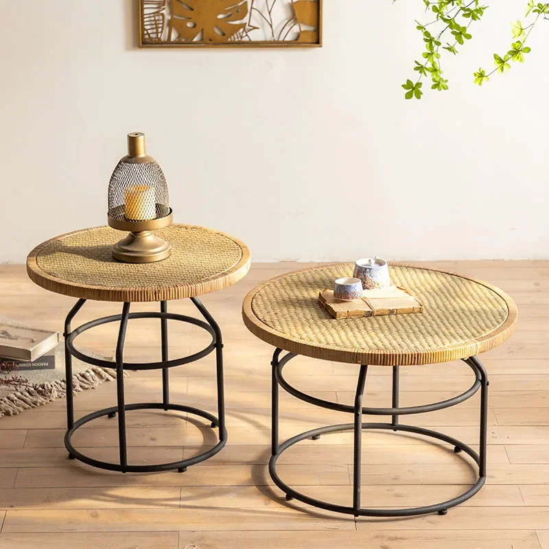 

Rattan round Small Coffee Table Living Room Home B & B Pastoral Style Coffee Table Simple Creative Sofa Small Table