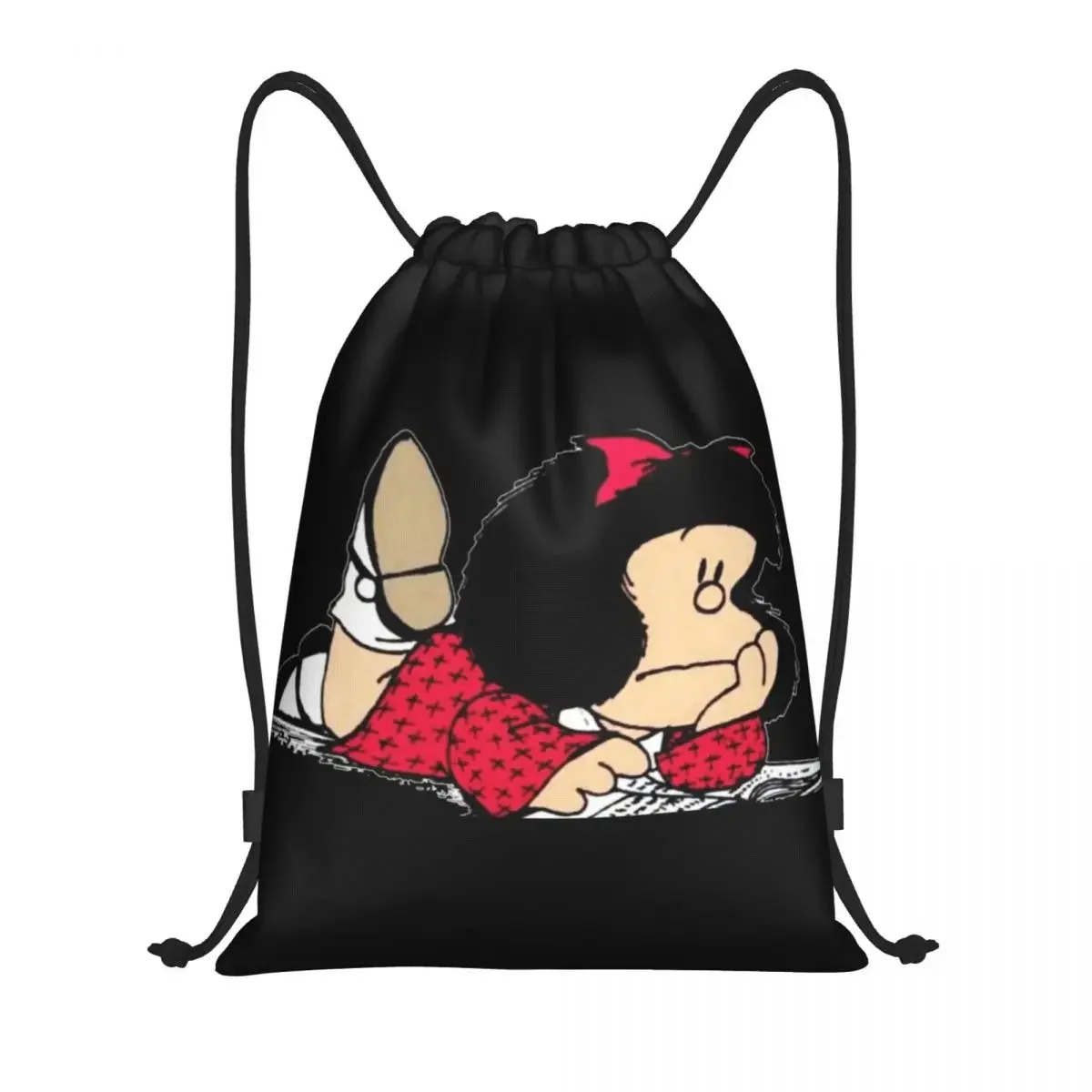 Cute Mafalda Drawstring Bag Women Men Foldable Sports Gym Sackpack Argentine Cartoon Quino Comic Training Backpacks