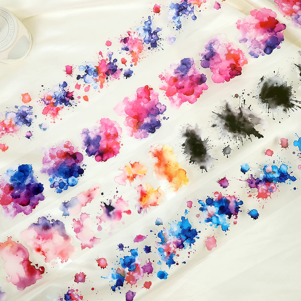 Ruban adhésif imperméable pour animaux de compagnie, encre colorée, décoration de cahiers, paysage, journal, autocollants de décoration de paysage, bricolage Guka