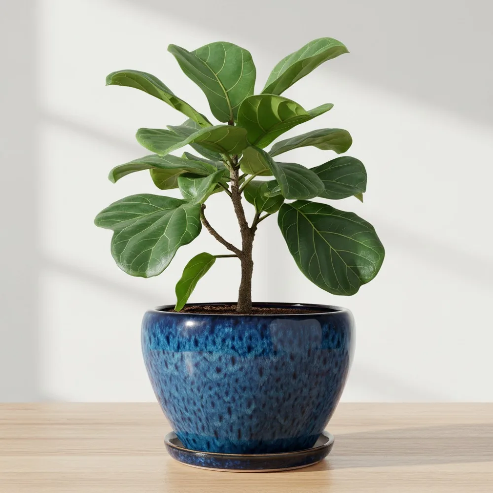 

10-дюймовый керамический горшок для растений с дренажными отверстиями и подносом — большой цветочный горшок для комнатных и наружных растений, синий