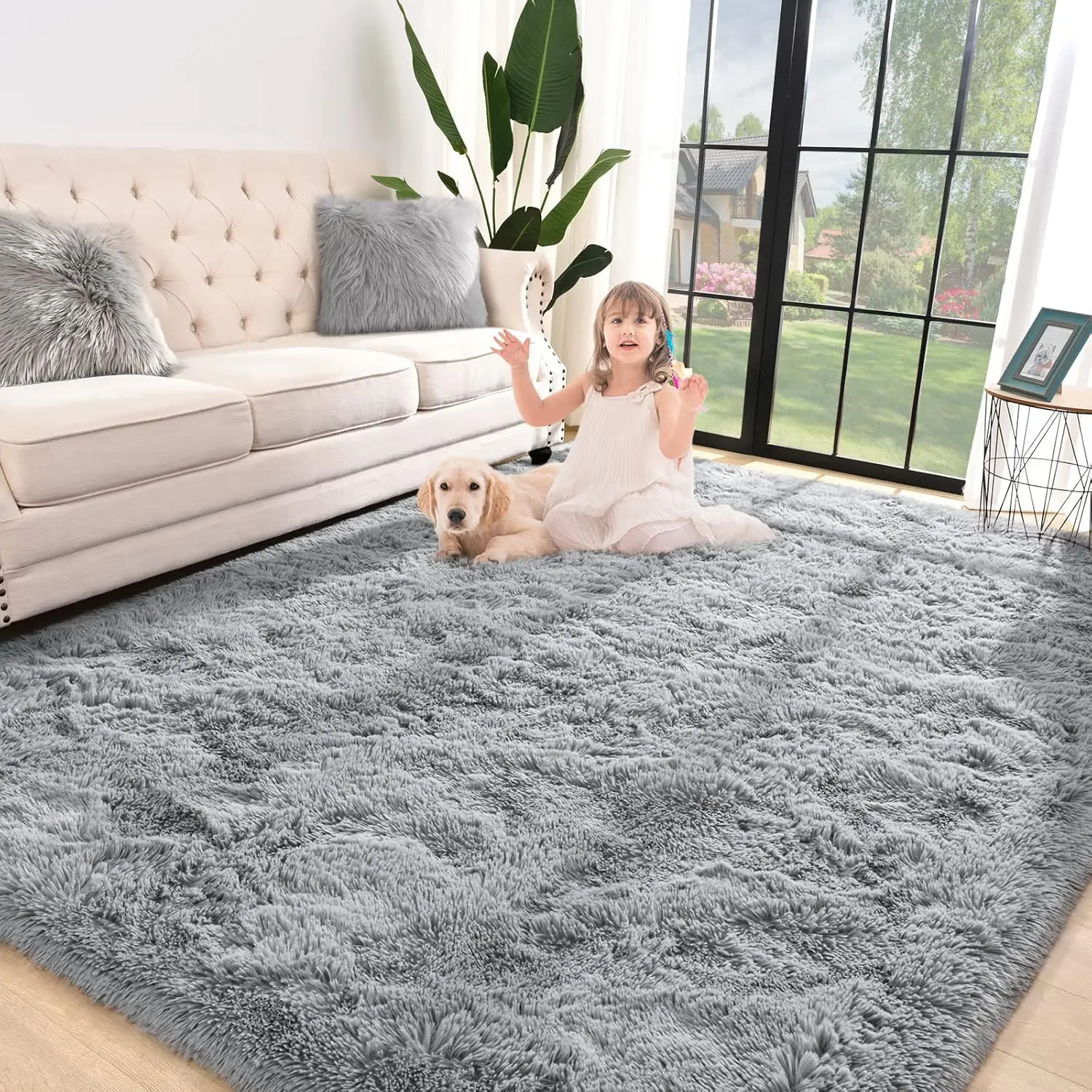 for Bedroom Carpet for Fuzzy Indoor Plush Area Rug for Home Decor  Furry Floor Rugs for Dorm Kids Nursery  Grey