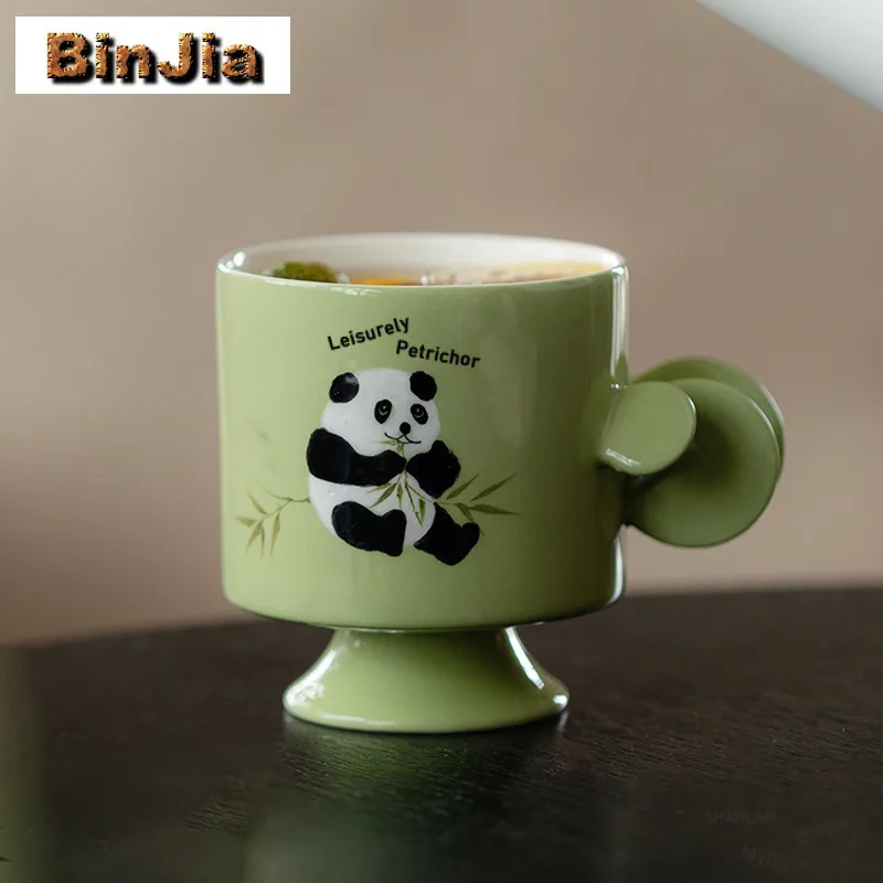 

200 мл бамбуковая кофейная кружка с пандой, ручная роспись, кружка для завтрака, кружка для послеобеденного чая, персональная офисная чашка для воды, посуда для напитков, украшения, ремесло