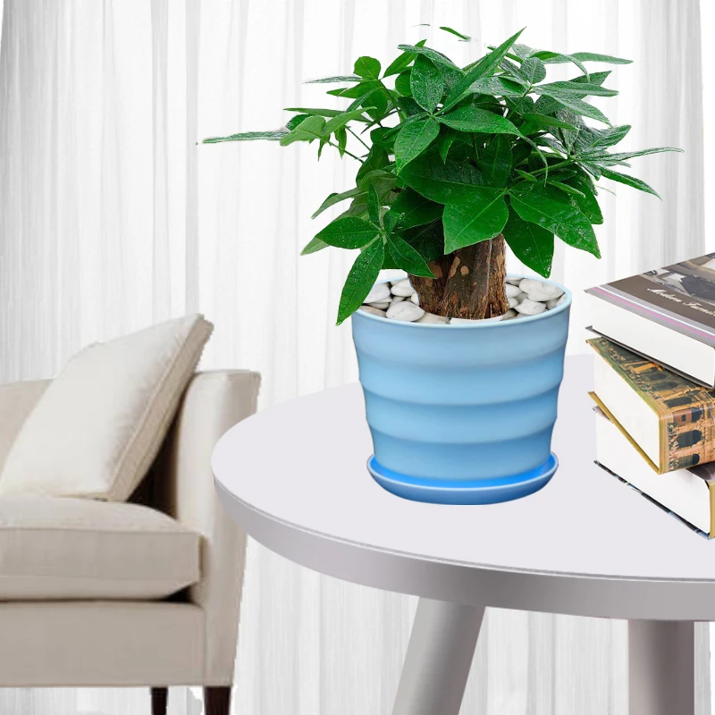 

Cross-grain threading Flowerpot wholesale color high-gloss imitation porcelain plastic resin Planting Pot